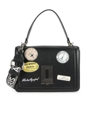 Karl Lagerfeld Simone Bag Black Flap Crossbody Wide Strap Top Handle nwt - Image 1 of 4