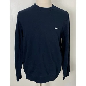 Men Nike Essentials Classic navy crewneck blank solid blue pullover sweatshirt L - Picture 1 of 4