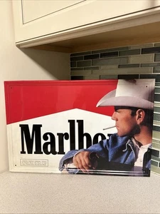 Vintage Marlboro Man Metal Sign Advertisement Approx 24x16 1988 - Picture 1 of 7