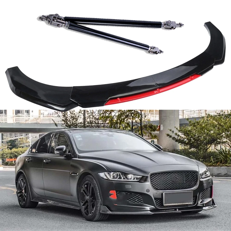 FOR JAGUAR XF 2009-2022 Front Bumper Lip Spoiler Splitter Body Kit Black Red Foto 1 de 4