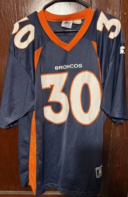 Camiseta deportiva vintage de los Denver Broncos Starter Terrell Davis #30 para hombre talla L azul Foto 1 de 4