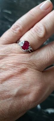 Silber Ring 925 gr.17 mit Echte Rubin. - Bild 1 von 3