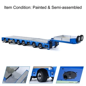 1/14 RC Metal Heavy Lowboy Trailer For DIY RC Tractor Truck Excavator Loader Car - Picture 1 of 23