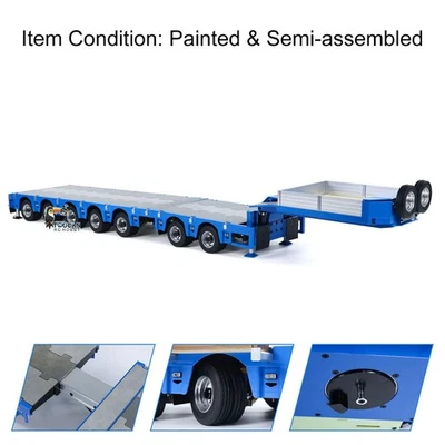 1/14 RC Metal Heavy Lowboy Trailer For DIY RC Tractor Truck Excavator Loader Car - Image 1 of 4