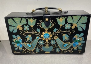 Vintage Enid Collins of Texas 60er Jahre Geldbörse Box Pavan Pfau - Bild 1 von 12