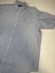 Camicia Ralph Lauren uomo grande blu Blake abbottonata carne pony chiesa affari - Foto 1 di 9