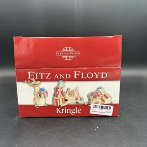 VTG FITZ & FLOYD KRINGLE TUMBLING DEER SET OF 3 TUMBLERS IN ORIGINAL BOX - Picture 1 of 7