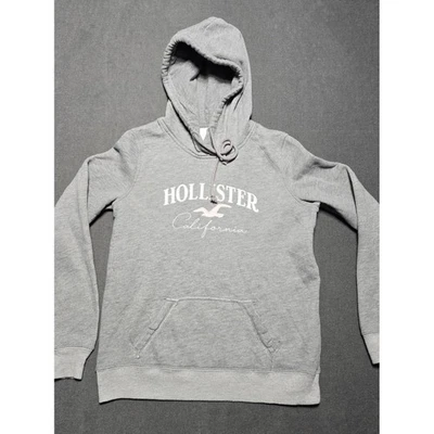 Hollister California Gris Sudadera con Capucha Pequeña Bordada Logo Pullover Sudadera Y2K Foto 1 de 4