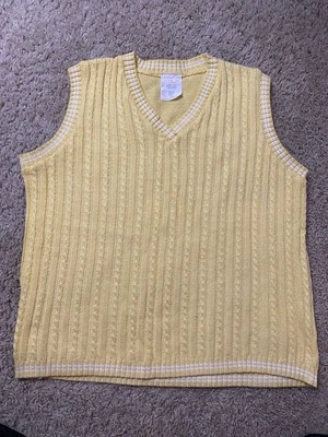 VTG 60/70s Sweater Vest Size M Acrylic USA Sleeveless Tennis Mod Cable Knit - Image 1 of 4