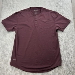 Camisa de lujo Bylt corte caída manga corta granate para hombre Henley talla XL - Imagen 1 de 6
