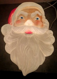 Vintage Natale Soffiaggio Stampo Babbo Natale Face Head 21” Union Products USA Illuminato - Foto 1 di 16