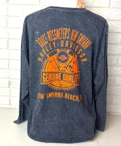 Harley Davidson New Smyrna Beach FL Men's 2XL Charcoal Gray Long Sleeve T-Shirt - Picture 1 of 8