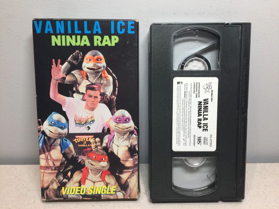 Teenage Mutant Ninja Turtles Vanilla Ice Ninja Rap VHS Single Secret Of The Ooze - Image 1 of 2