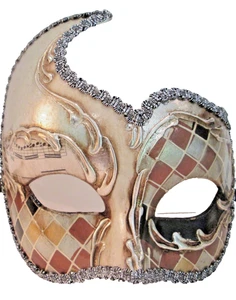 MAR12 , A QUALITY ITALIAN MASK HANDPAINTED BY ARTISANS, BLACK/SILVER MOSAIC - Picture 1 of 3