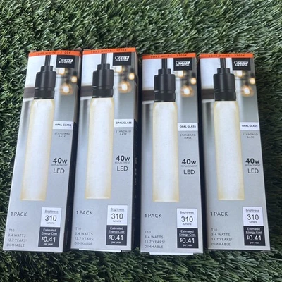 Feit 4 Pack T10 Bulbs 40W LED Dimmable Opal Glass - Image 1 of 3