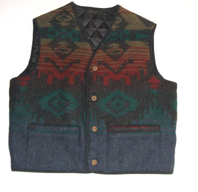 Vintage Woolrich Wool Vest Men L Aztec Blanket Pattern Lined Insulated - Image 1 of 3