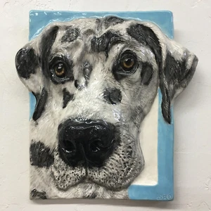 Piastrella animale ceramica cane alano fatto a mano ritratto animale domestico in magazzino Alexander Art - Foto 1 di 4