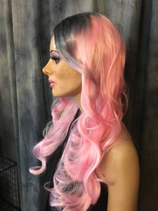 Latex Mask MARILYN PINK EYELASHES WIG  Female Rubber Face Trans Queer Mask Woman - Picture 1 of 12