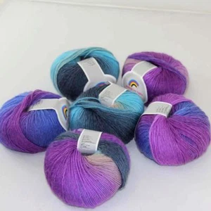 Hot 6Balls*50g Soft Cashmere Wool Rainbow Wrap Shawl DIY Hand Knitwear Yarn 13 - Picture 1 of 24
