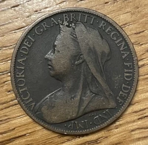 1900 Great Britain One Penny Victoria Dei Gra Britt Regina Fid Def Ind Imp - Picture 1 of 2