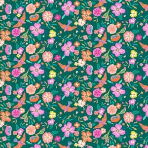 Fat Quarter Dashwood Studios Songbird Spring Flowers Leaves 100% Cotton Fabric - Picture 1 of 3