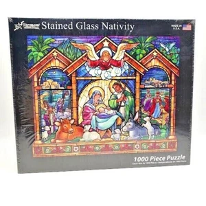 Vermont Christmas Company STAINED GLASS NATIVITY 1000 Piece Puzzle (SEALED) - Picture 1 of 7