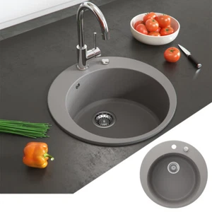 Granitspüle Küchenspüle Einbauspüle Spülbecken Rundspüle 50cm Beton Bergström - Bild 1 von 7