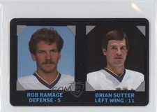 1985-86 7-Eleven NHL Collectors' Series Rob Ramage Brian Sutter #17