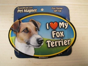 I Love My Fox Terrier Laminated Car Pet Magnet 4" x 6" Scandical - Picture 1 of 1