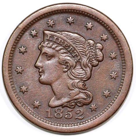 1852 1c Braided Hair Large Cent Cover