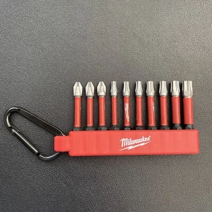 Milwaukee SHOCKWAVE Bitset mit Karabiner 10-teilig T15 T20 T25 T30 T40 PH2 PZ2 - Picture 1 of 5