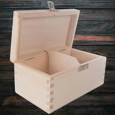 Multipurpose Storage Accessories Wood Box 2 Divided Sections | 16x9x8 cm - Image 1 of 4