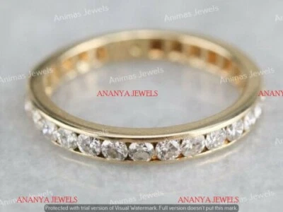 1/2 CT Channel Set Moissanite Half Eternity Wedding Band 14K Yellow Gold Plated - Image 1 of 4