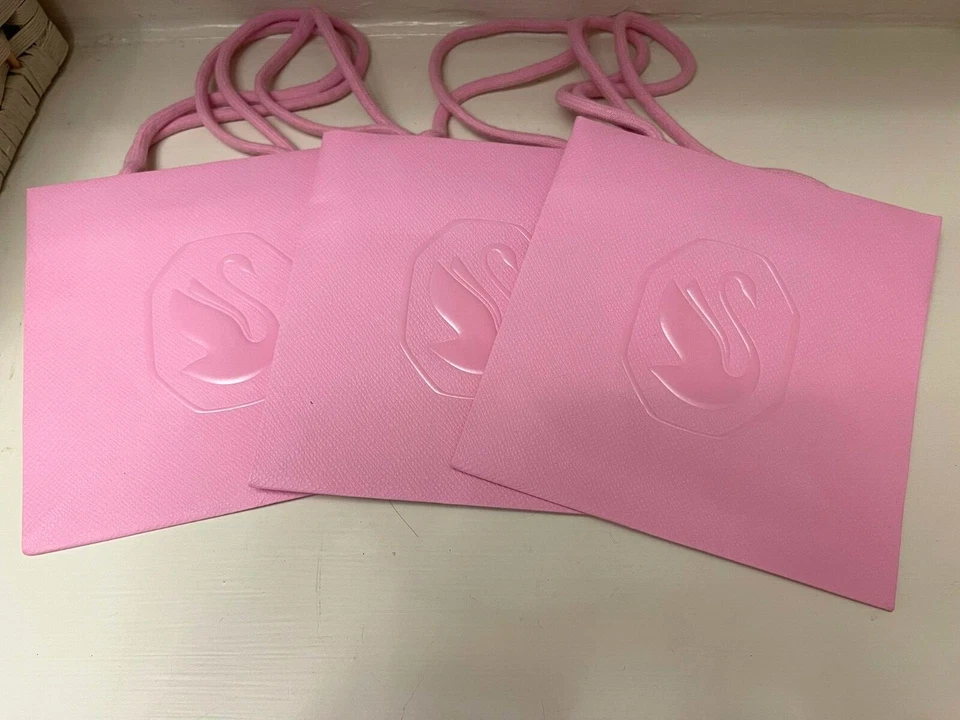 New Swarovski Pink Paper Gift Shopping Bag Size 7”x7”x4.5” inches Lot of 3 - Image 1 of 1