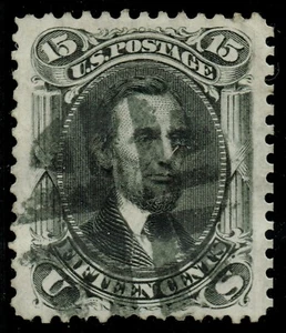 [st7222] USA 1866 Scott#77 used 15¢ black Lincoln cv:$180 "LARGE SIZE - JUMBO" - Picture 1 of 2
