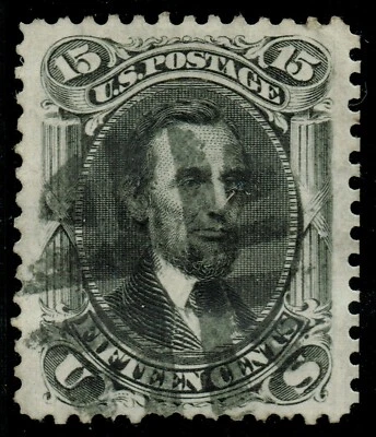 [st7222] USA 1866 Scott#77 used 15¢ black Lincoln cv:$180 "LARGE SIZE - JUMBO" - Image 1 of 2
