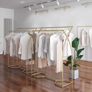 Commercial Clothing Garment Rack Retail Shop in Gold - Picture 1 of 7