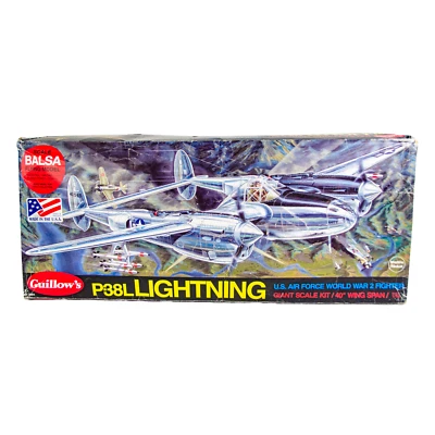 Flying Airplane Model Kit Guillows P-38L Lightning US WWII Fighter 1/16 Balsa - Image 1 of 4