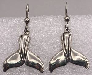 Kabana Sterling Silver Whale Tail Drop Dangle Earrings Excellent - Picture 1 of 6