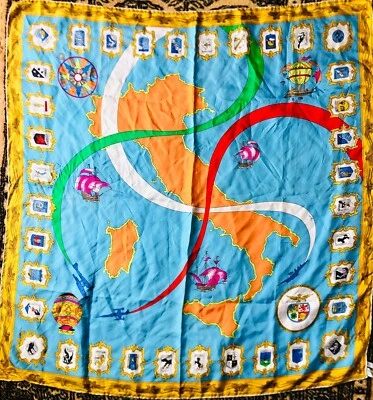 RARO Estate Emilio Pucci Italia y dirigibles bufanda de seda vintage en azul diseñador Foto 1 de 4