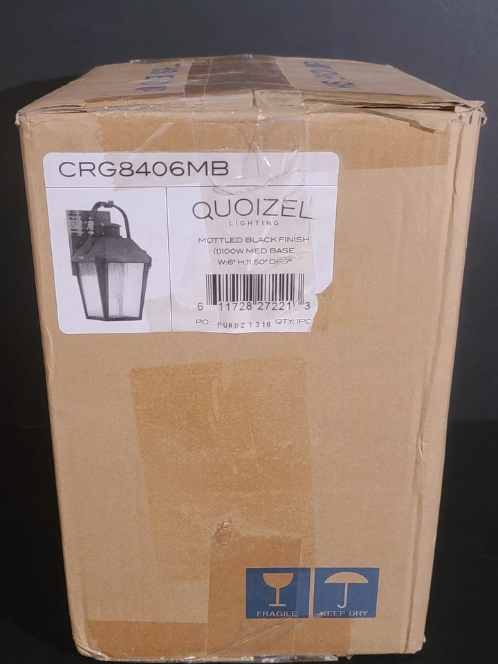 Quoizel CRG8406MB Carriage 1 Light 12 Inch Mottled Black Outdoor Wall Lantern