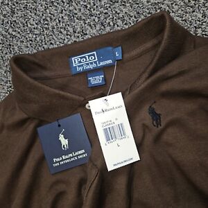 NWT NEW Polo Ralph Lauren Brown Short Sleeve Classic Interlock Polo Shirt Large