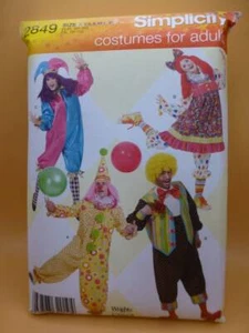 SIMPLICITY 2849 ADULT XS-S-M-L-XL CLOWNS+JESTER+RAGDOLL COSTUME SEWING PATTERN - Picture 1 of 2