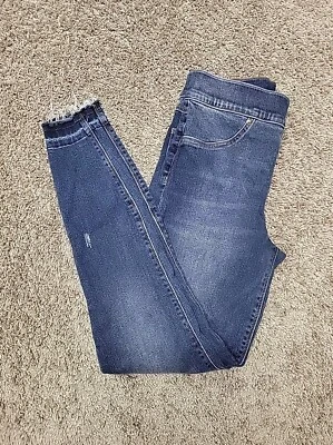 Spanx Jeans Womens SP Blue Denim Distressed Skinny Ankle Pull On Stretch Pants - Image 1 of 4