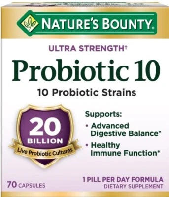 Nature's Bounty Ultra Strength пробиотик 10, 70 капсул (1 упаковка) - Изображение 1 из 4