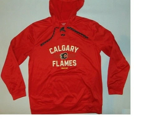 NHL Calgary Flames Hooded Sweatshirt New Mens LARGE $70 Cover
