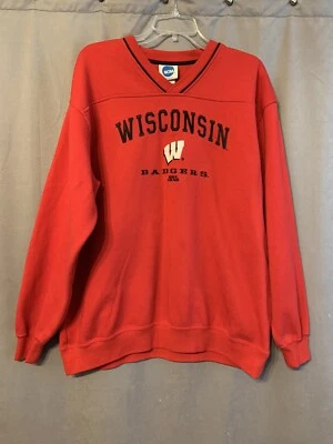 Wisconsin Badgers NCAA Red V-Neck Red Sweatshirt by VF Imagewear, Men's Large - Image 1 of 4