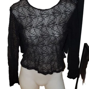 Vintage 90s Morbid Threads Spiderweb Mesh Long Sleeve - Picture 1 of 3