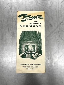Directorio de alojamiento folleto de esquí de colección STOWE 1949-50 montado Recuerdos de Mansfield de Vermont - Imagen 1 de 3