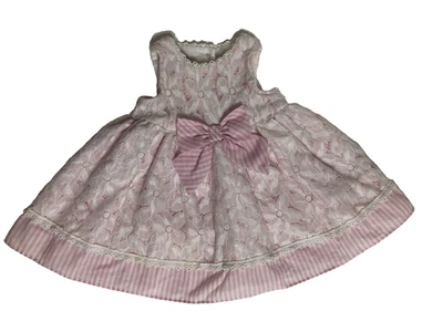 Marmellate Baby девочек розовый полоски и белое кружевное платье размер 3-6 месяцев. - Изображение 1 из 4